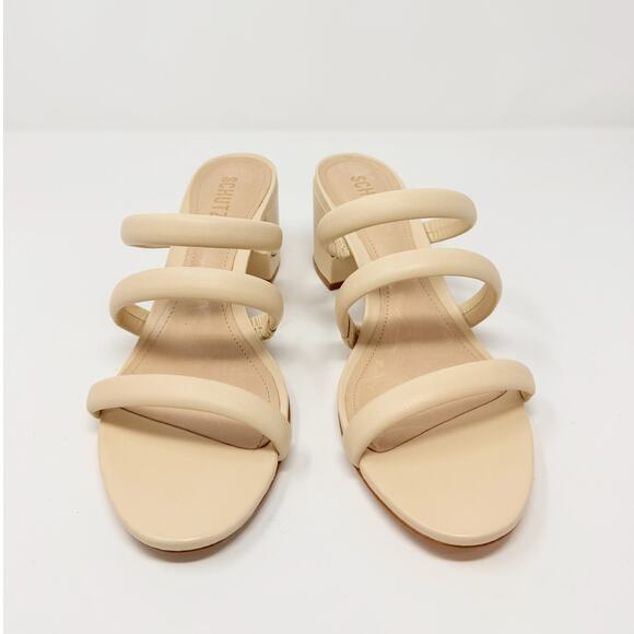 NEW Schutz Olly Mid Block Nappa Leather Strappy Sandal Cream White 10.5 - Picture 4 of 8